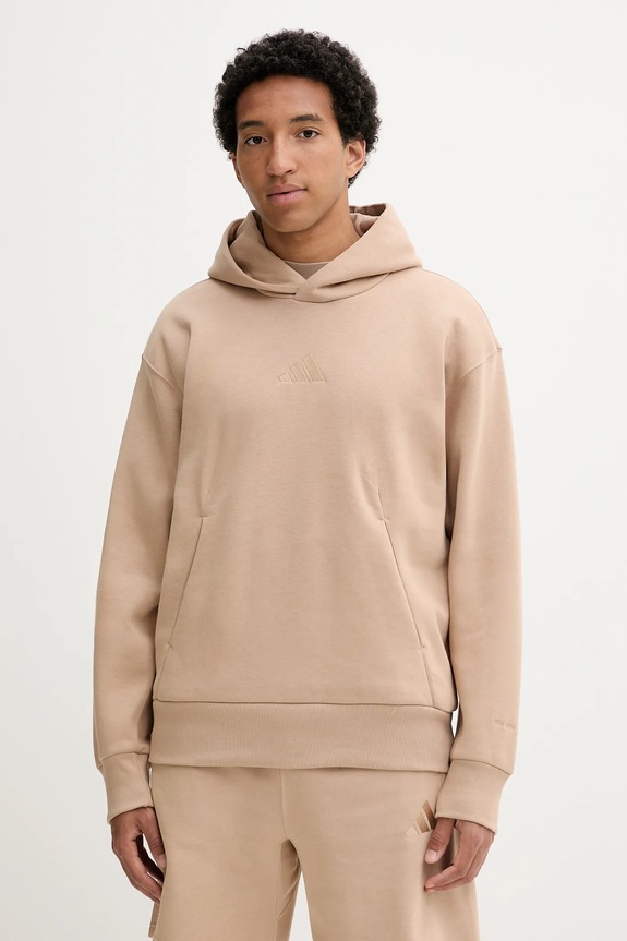 Μπλούζα adidas ALL SZN με κουκούλα μπεζ JX5091