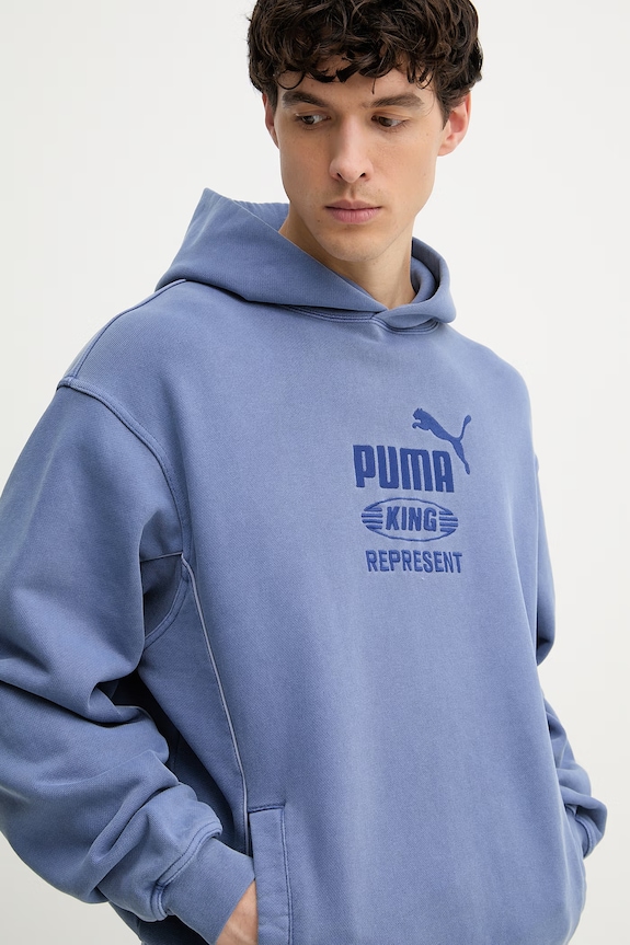 Puma hanorac cu glugă bărbătesc din bumbac PUMA x REPRESENT albastru 632542