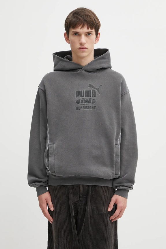 Puma PUMA x REPRESENT bluza z kapturem bawełniana męska szary 632542