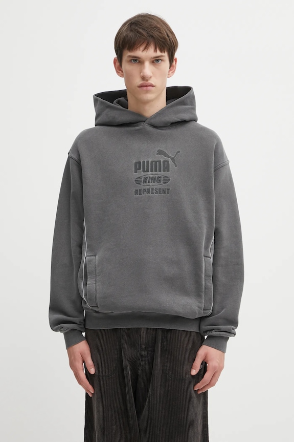 Puma PUMA x REPRESENT bluza z kapturem bawełniana męska szary 632542