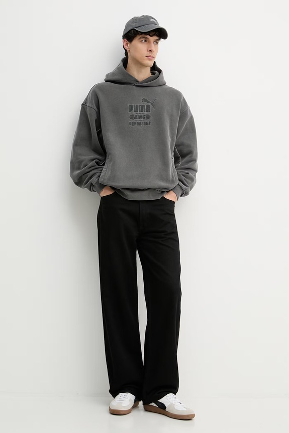 Puma hanorac cu glugă bărbați bumbac PUMA x REPRESENT 632542 gri AW25