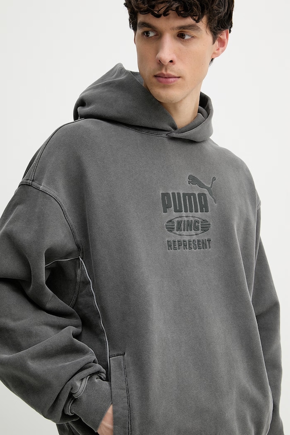 Puma hanorac cu glugă bărbați bumbac PUMA x REPRESENT gri 632542