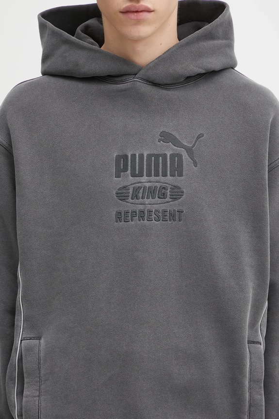 Puma PUMA x REPRESENT bluza z kapturem bawełniana męska szary 632542