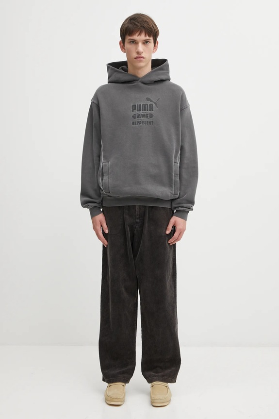 Puma PUMA x REPRESENT bluza z kapturem bawełniana męska 632542 szary
