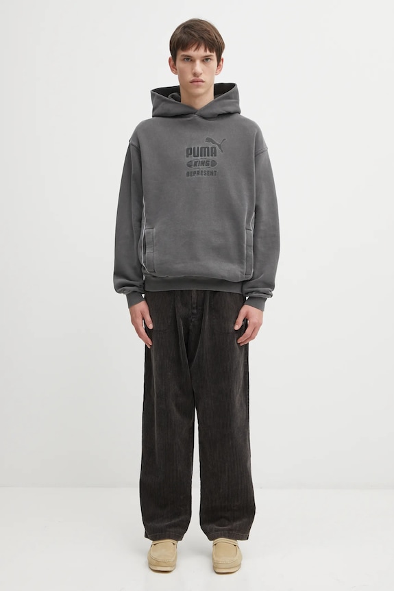Puma PUMA x REPRESENT bluza z kapturem bawełniana męska 632542 szary