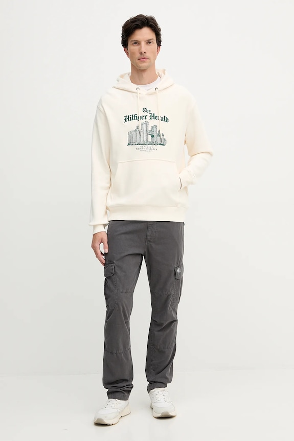 Tommy Hilfiger bluza bawełniana MW0MW40066 beżowy AW25