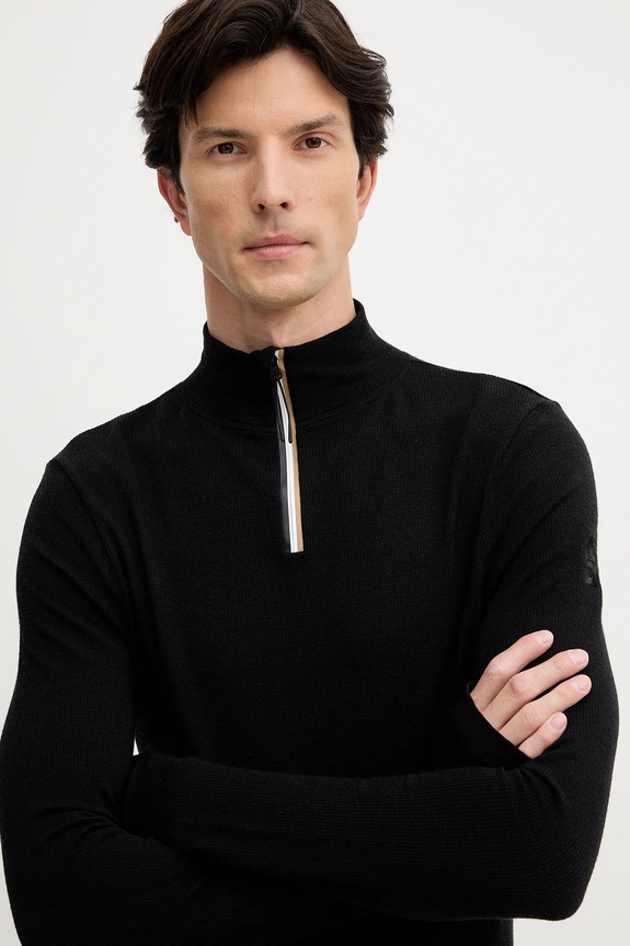 BOSS hanorac din amestec de lână Albiez_SKI negru 50544368