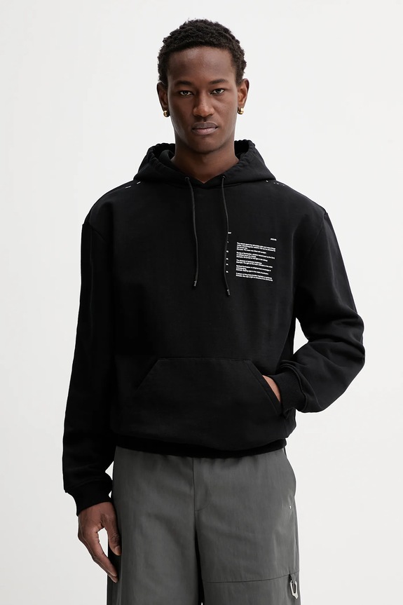 Heliot Emil bluza bawełniana nadruk czarny AW25.M.08.087.BLK01