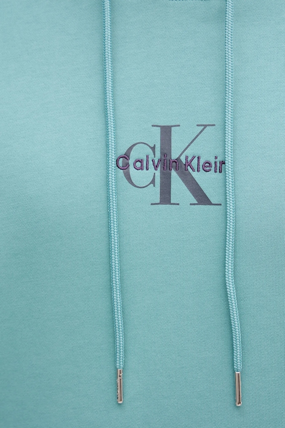 Calvin Klein Jeans bluza z kapturem męska bawełniana LV04RD243G turkusowy