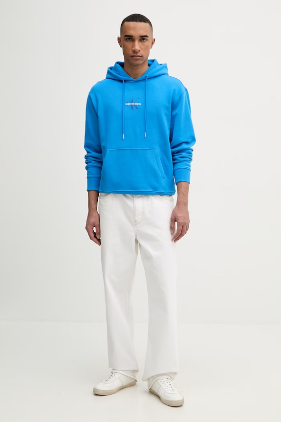 Calvin Klein Jeans суичър с качулка мъжки памучен LV04RD243G син SS26