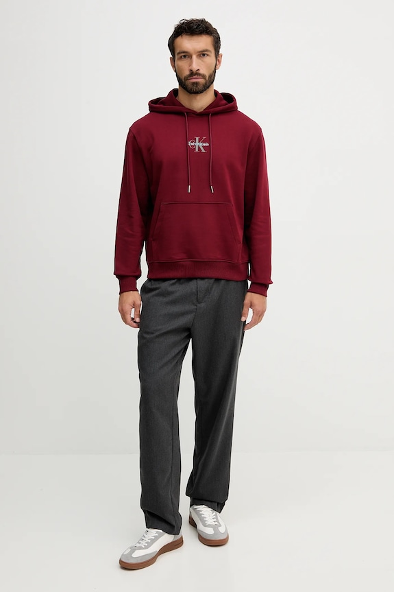 Calvin Klein Jeans μπλούζα με κουκούλα ανδρική βαμβακερή LV04RD243G μπορντό SS26