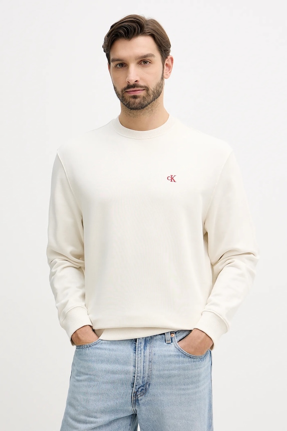 Calvin Klein Jeans felpa da uomo in cotone beige LV04RC296G