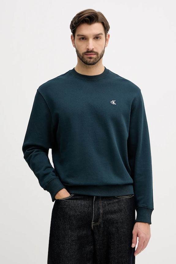 Calvin Klein Jeans hanorac de bărbați din bumbac verde LV04RC296G