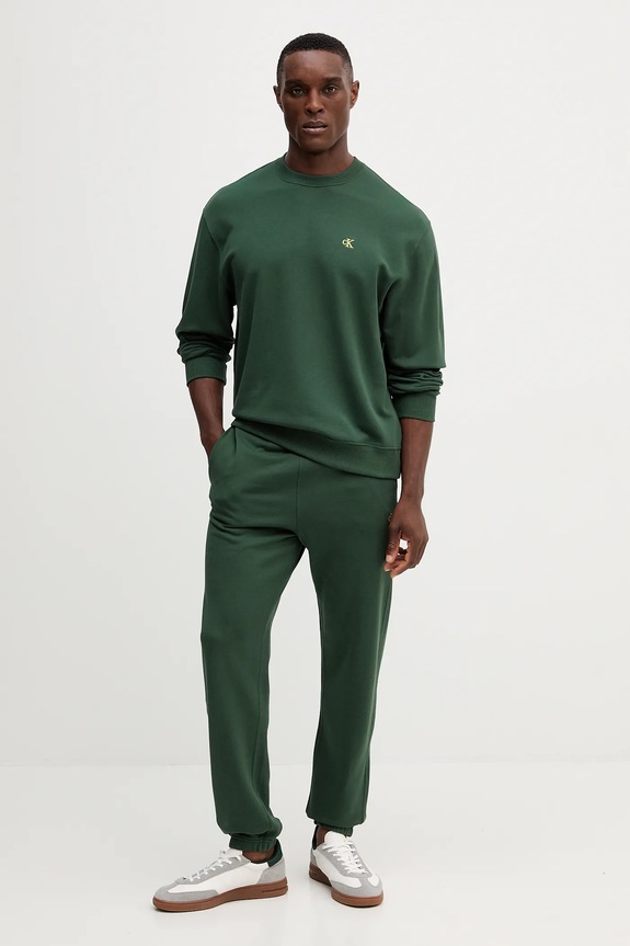 Calvin Klein Jeans felpa da uomo in cotone LV04RC296G verde SS26