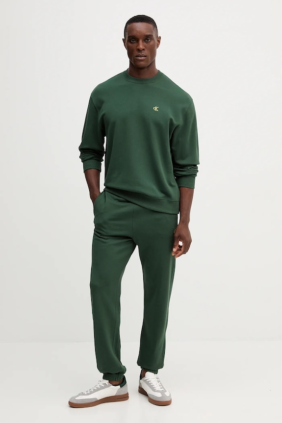Calvin Klein Jeans felpa da uomo in cotone LV04RC296G verde SS26