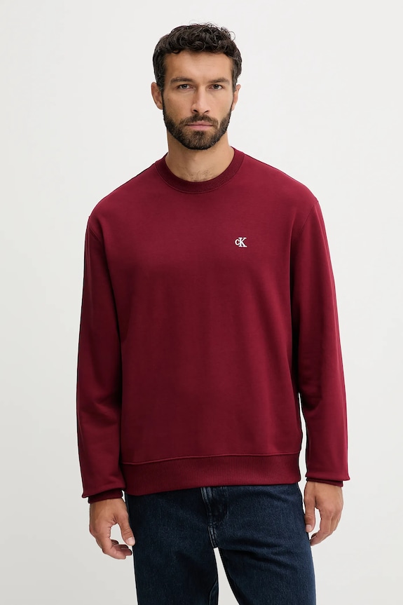 Calvin Klein Jeans felpa da uomo in cotone granata LV04RC296G