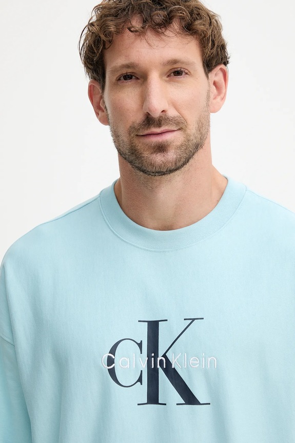 Μπλούζα Calvin Klein Jeans τιρκουάζ LV04RD234G