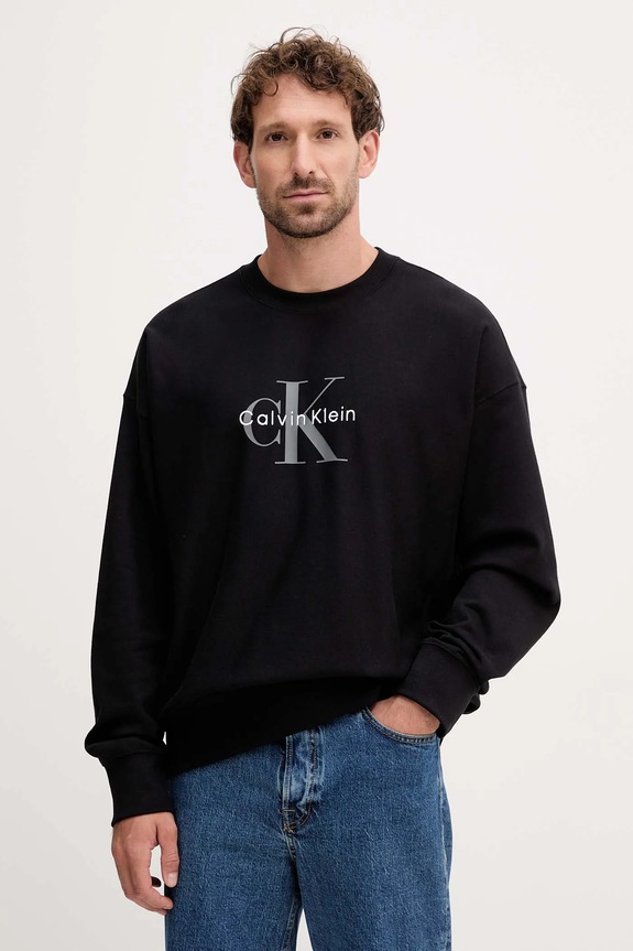 Mikina Calvin Klein Jeans nášivka čierna LV04RD234G