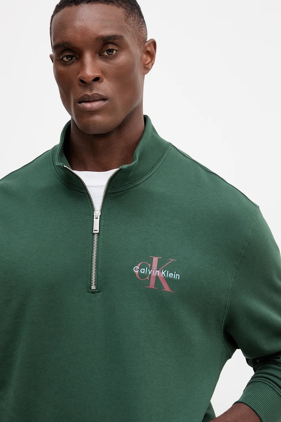 Βαμβακερή μπλούζα Calvin Klein Jeans πράσινο LV04RD244G