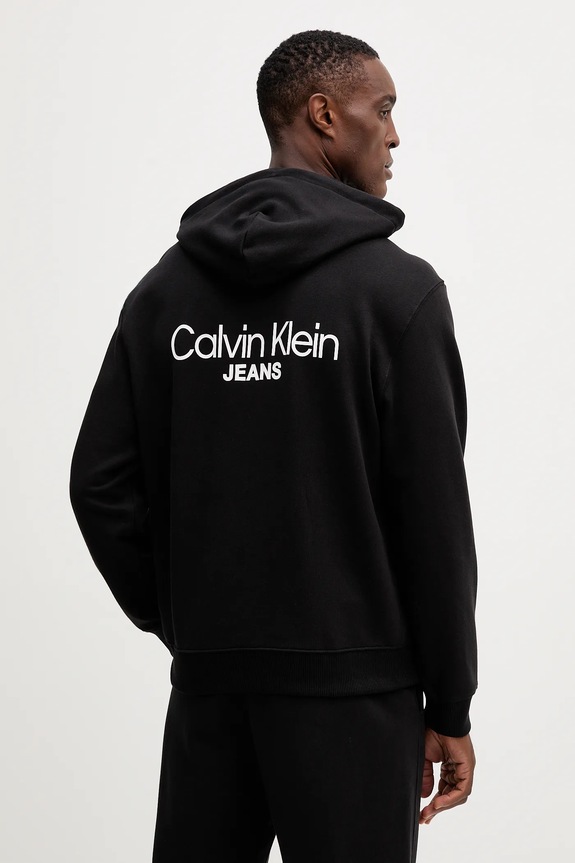 Βαμβακερή μπλούζα Calvin Klein Jeans στάμπα μαύρο LV04RD002G