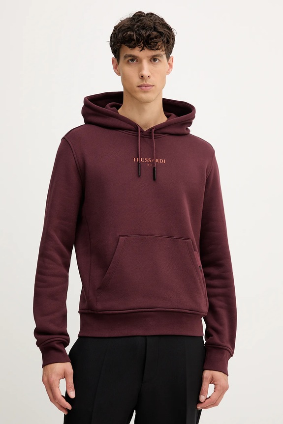 Бавовняна кофта Trussardi з капюшоном бордо G8108000056N