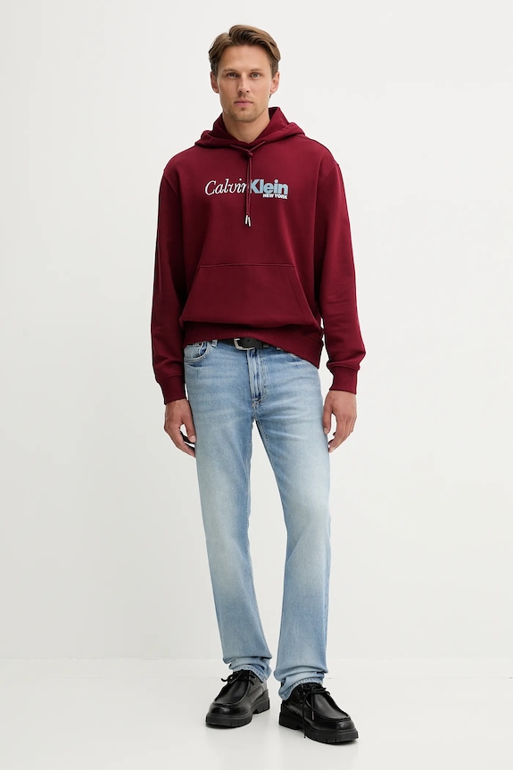 Calvin Klein pamut melegítőfelső LV04LD241G burgundia AW25