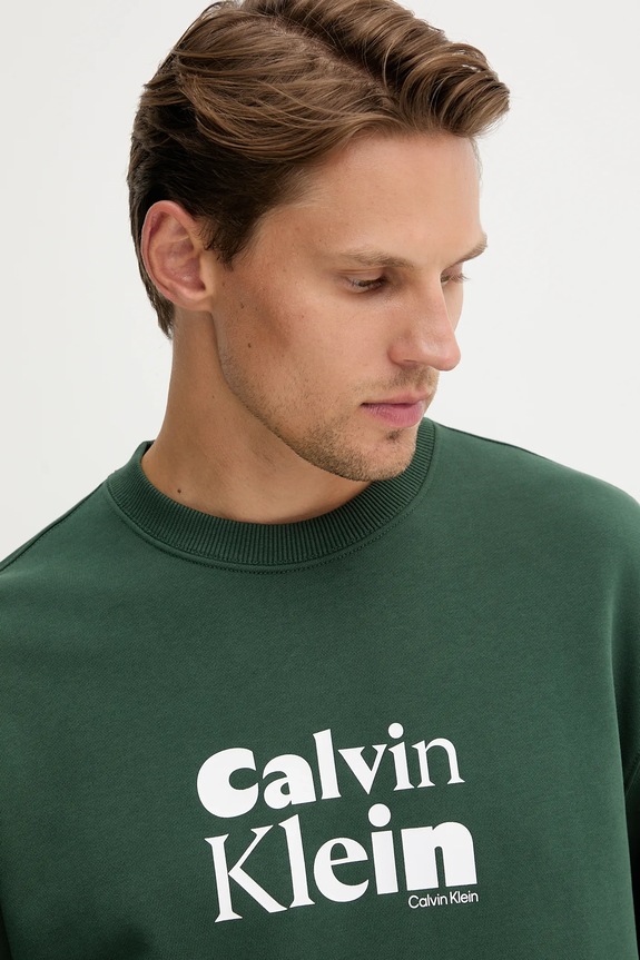 Βαμβακερή μπλούζα Calvin Klein πράσινο LV04LD242G