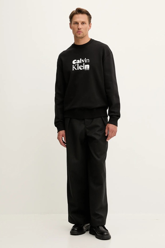 Βαμβακερή μπλούζα Calvin Klein LV04LD242G μαύρο AW25