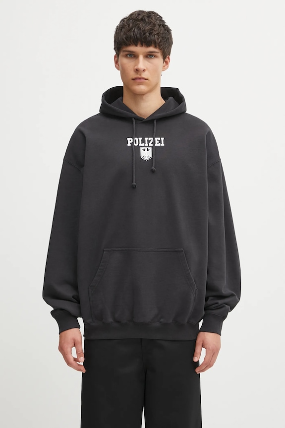 Кофта VETEMENTS Polizei Oversized з капюшоном чорний UH76HD300B