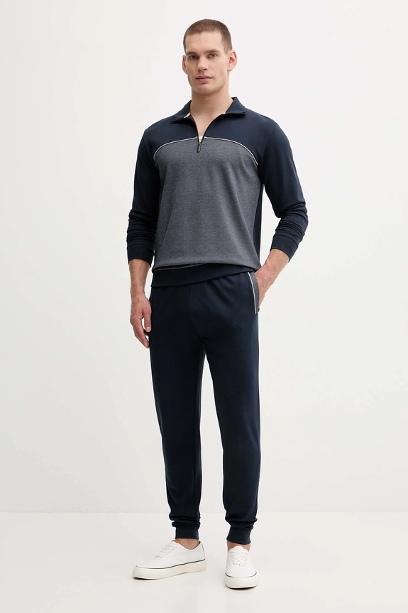 Mikina BOSS Tracksuit 1/4 Jacket 50545583 tmavomodrá AW25