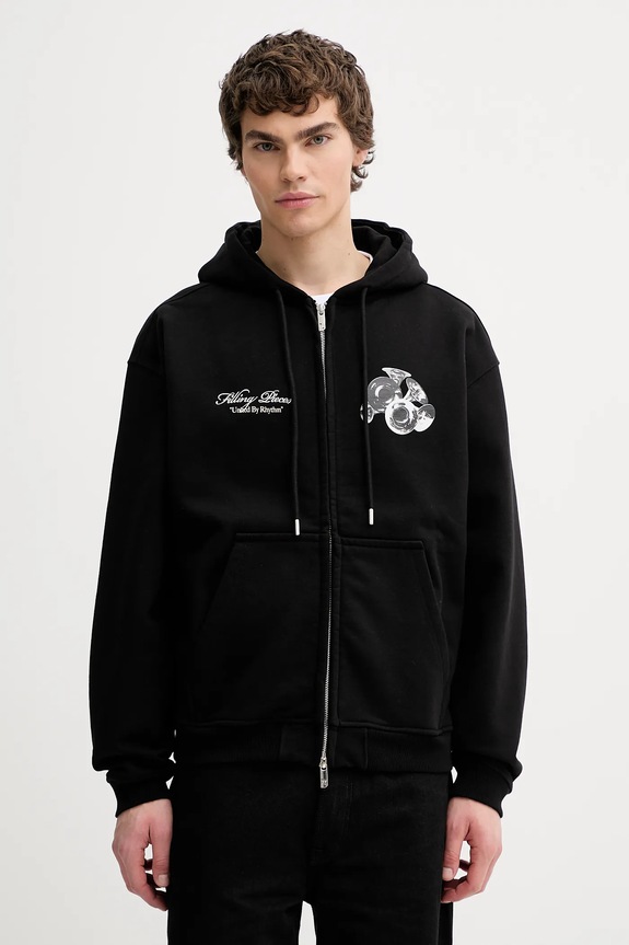 Ρούχα Βαμβακερή μπλούζα Filling Pieces Zip Hoodie Bouquet 422533501122 μαύρο