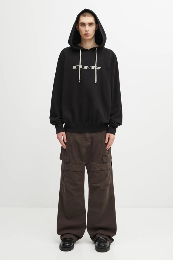 Хлопковая кофта Rick Owens DRKSHDW Oversized DU02E7262.FEP2P чёрный