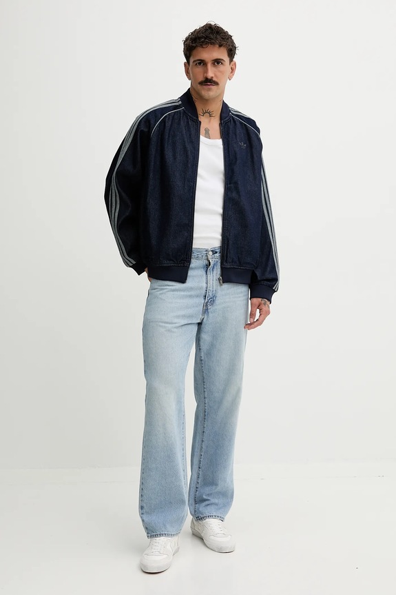 adidas Originals μπλούζα με κουμπιά ντένιμ Adicolor loose SST JX6461 σκούρο μπλε SS26