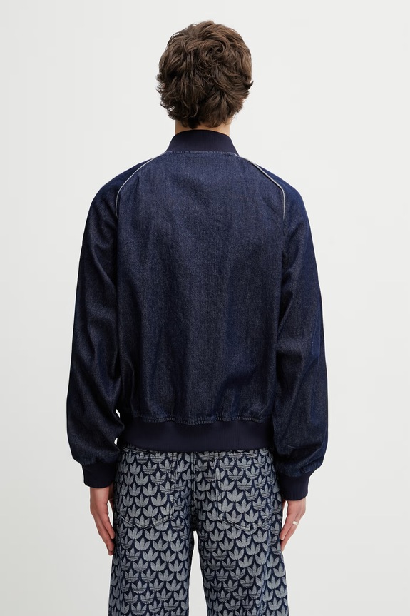 Дрехи adidas Originals Adicolor loose SST суичър с цип от деним JX6461 тъмносин