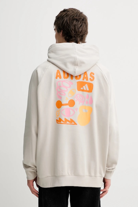 adidas Performance bluza GFX z kapturem beżowy JV8779