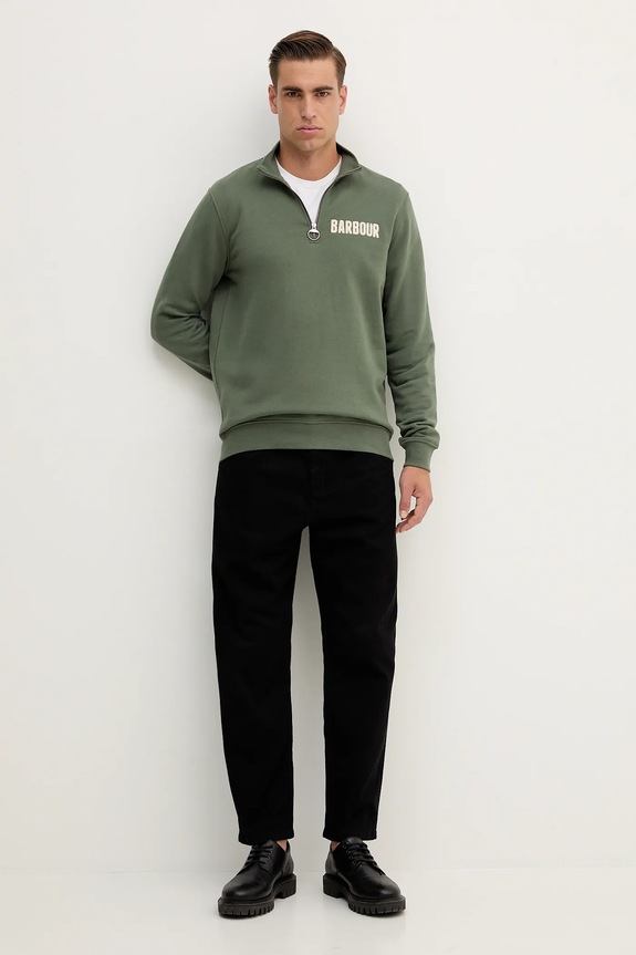 Βαμβακερή μπλούζα Barbour MOL0640 πράσινο AW25