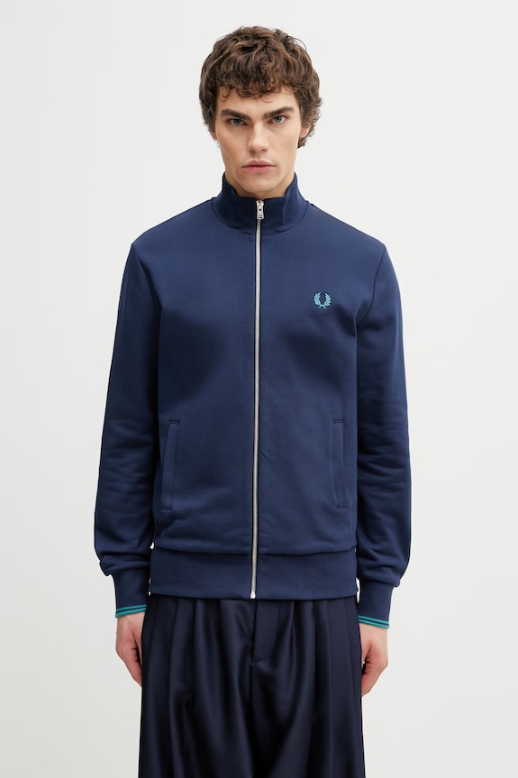 Fred Perry суичър с цип от памук мъжки тъмносин J1327