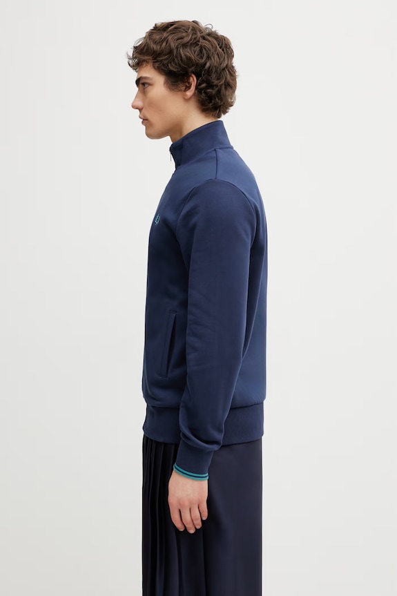 Fred Perry суичър с цип от памук мъжки J1327 тъмносин SS26