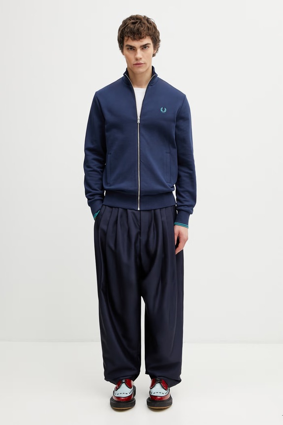 Fred Perry cipzáras melegítőfelső férfi pamut J1327 sötétkék