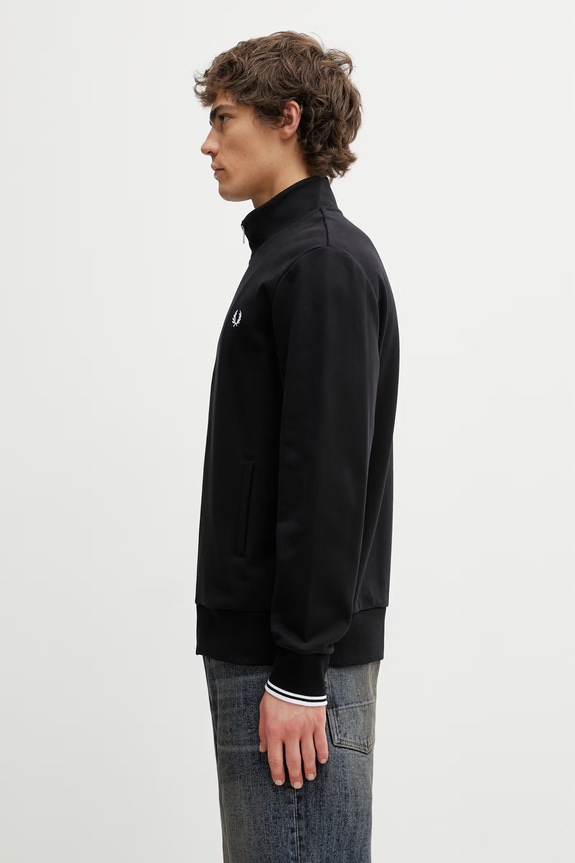 Fred Perry mikina na zips pánska bavlnená J1327 čierna SS26
