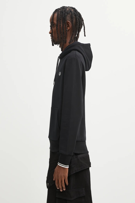 Fred Perry mikina s kapucňou bavlnená dámska M2643 čierna SS26