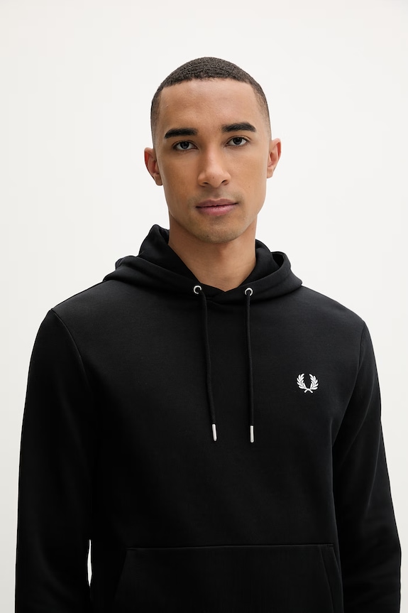 Fred Perry mikina s kapucňou dámska bavlnená čierna M2643