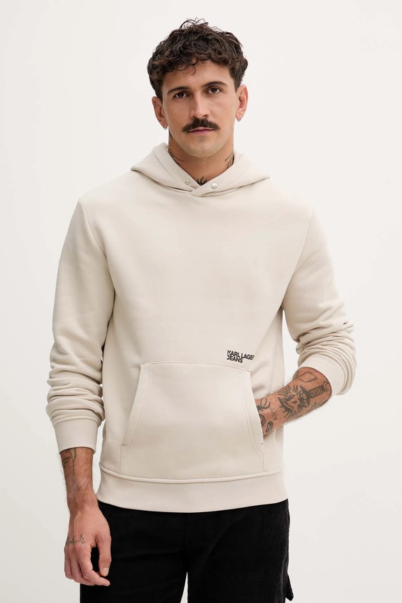 Μπλούζα Karl Lagerfeld Jeans με κουκούλα μπεζ A4M20022