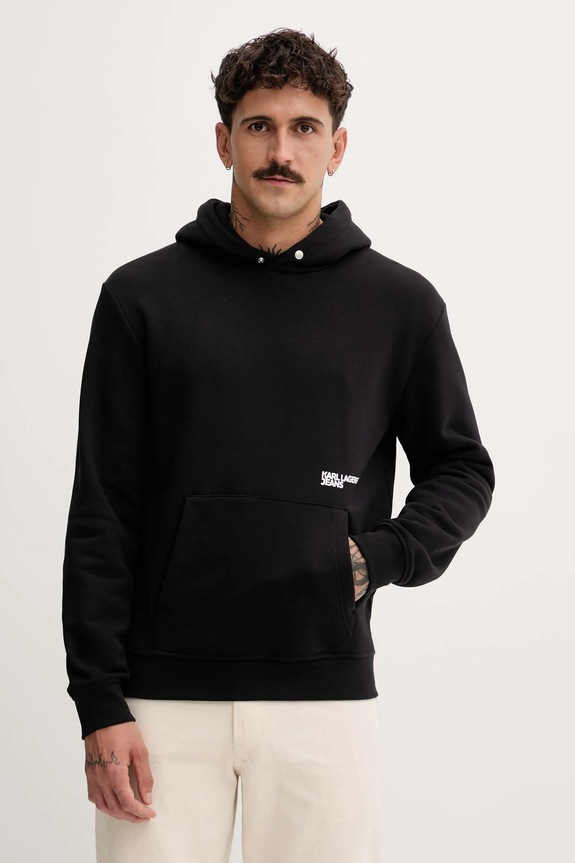 Μπλούζα Karl Lagerfeld Jeans με κουκούλα μαύρο A4M20022