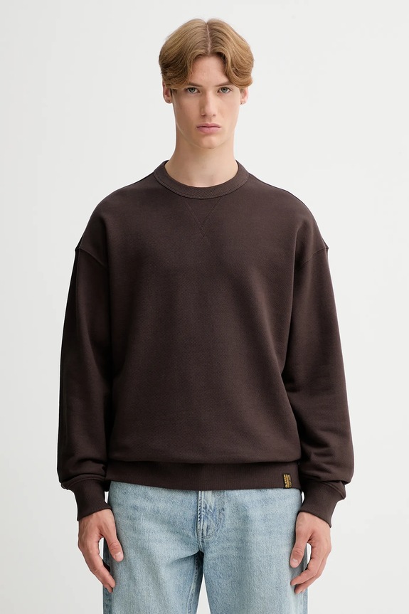 Bavlnená mikina G-Star Essential loose bavlna hnedá D27748.D395