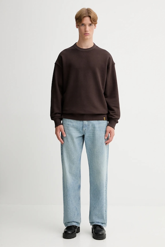 Bavlnená mikina G-Star Essential loose D27748.D395 hnedá AW25
