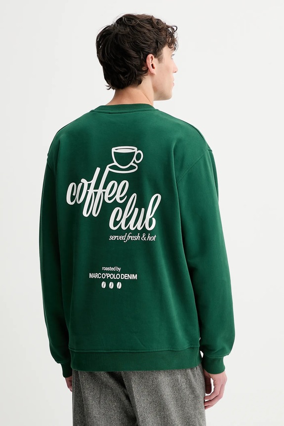 Βαμβακερή μπλούζα Marc O'Polo χωρίς κουκούλα πράσινο 5000007320