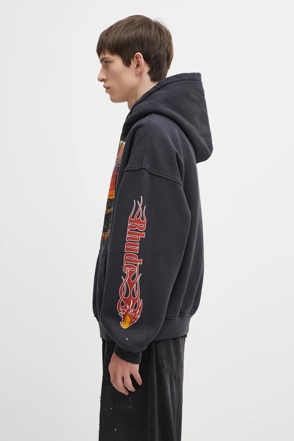 Bavlněná mikina RHUDE Mesa stallion RHFW25HO04012 černá AW25