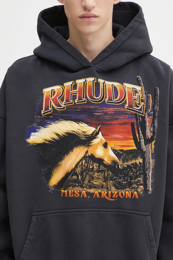Bavlněná mikina RHUDE Mesa stallion černá RHFW25HO04012
