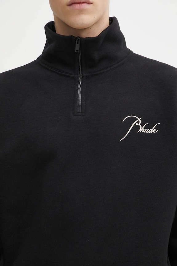 Bavlněná mikina RHUDE Classique quarter zip černá RHFW25ST01012
